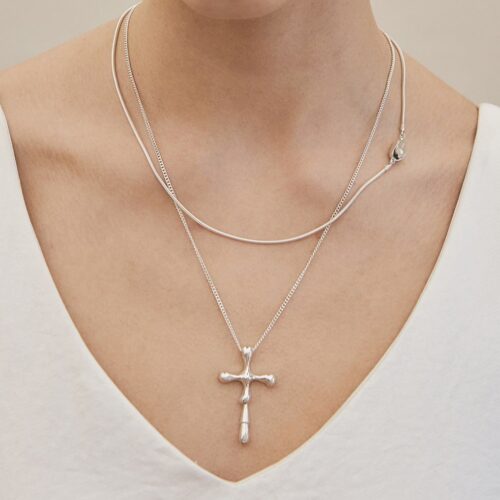 Stainless Steel Cross Shelf Necklace Pendant