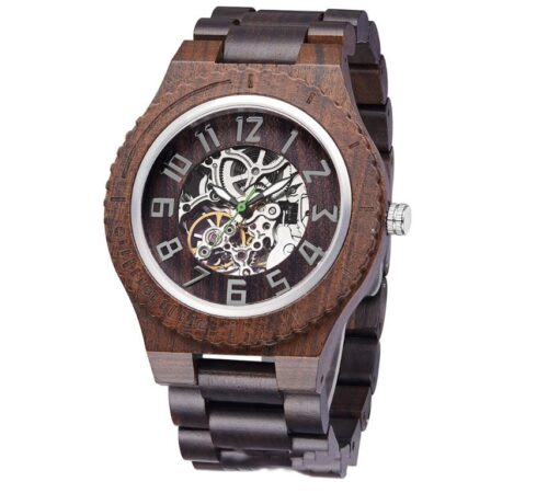 Wooden watch with engraved logo wooden box