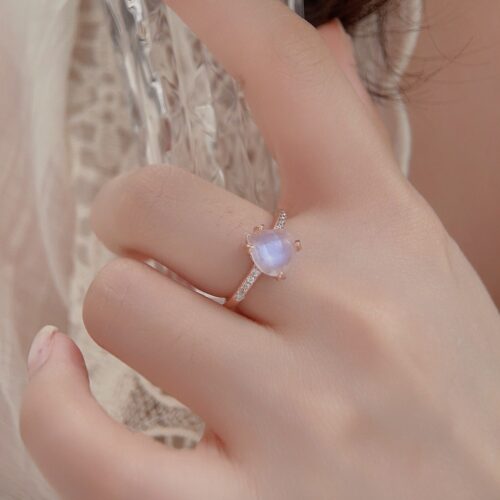 S925 Silver Cut Moonstone Ring