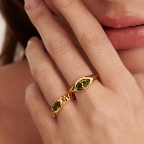 Color Retaining Horse Eye Zircon Ring Female Simple Commute