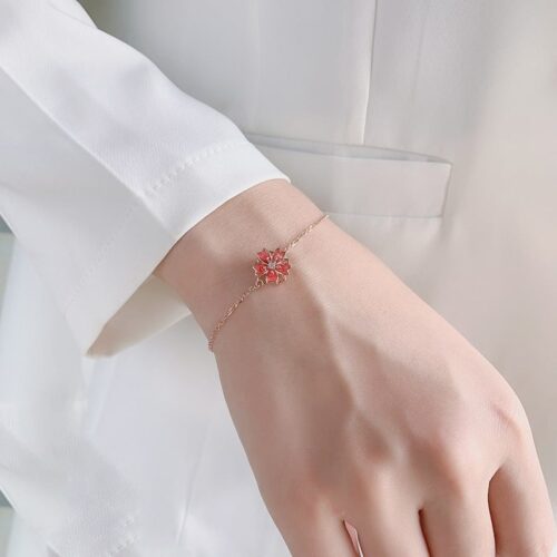 S925 Rotatable Sterling Silver Peach Blossom Bracelet